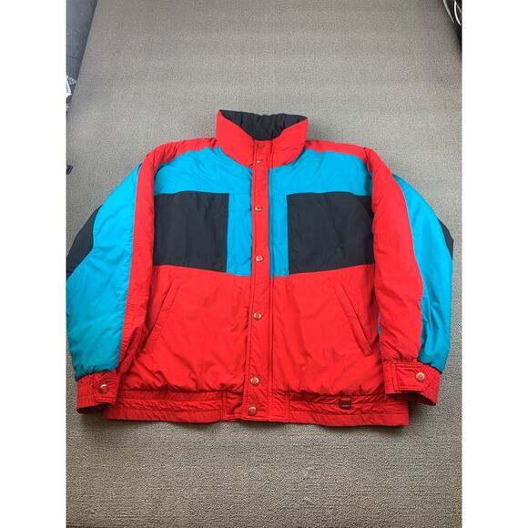 Vintage Profile Mens Extra Large Red Blue Black Ski Puffer Jacket Coat - Picture 9 of 9
